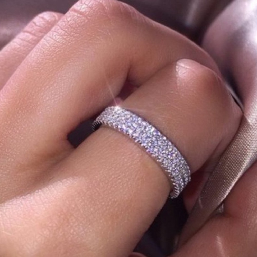 NEW💍925 Silver Diamond Triple Full Eternity Ring - Picture 1 of 7